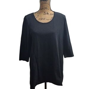 Pure Jill Black Cotton Swing Tunic Top 3/4 Sleeve Casual Comfort‎ Medium